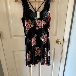 Floral Black Midi Dress